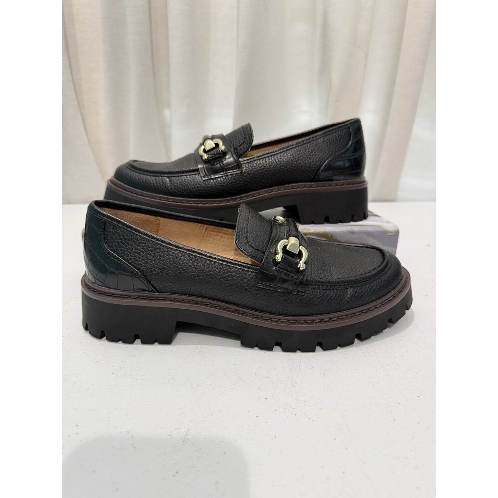 Giani Bernini Janitaap Black Horsebit Lug Sole Loafers Women's Size 7.5 M DS